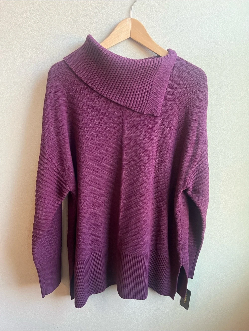 Plum Ribbed Sweater with  Envelope-Neck by Style & Co. NWT - Picture 2 of 7